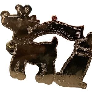 Vintage Gold-Tone Baby First Christmas Tree Hanging Ornament